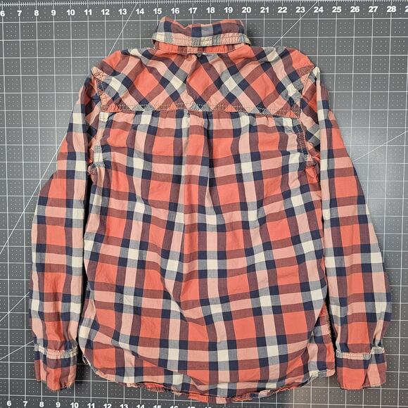 Tucker Tate Shirt Boys 7 Orange Plaid Long Sleeve Button Up Woven - Picture 7 of 11